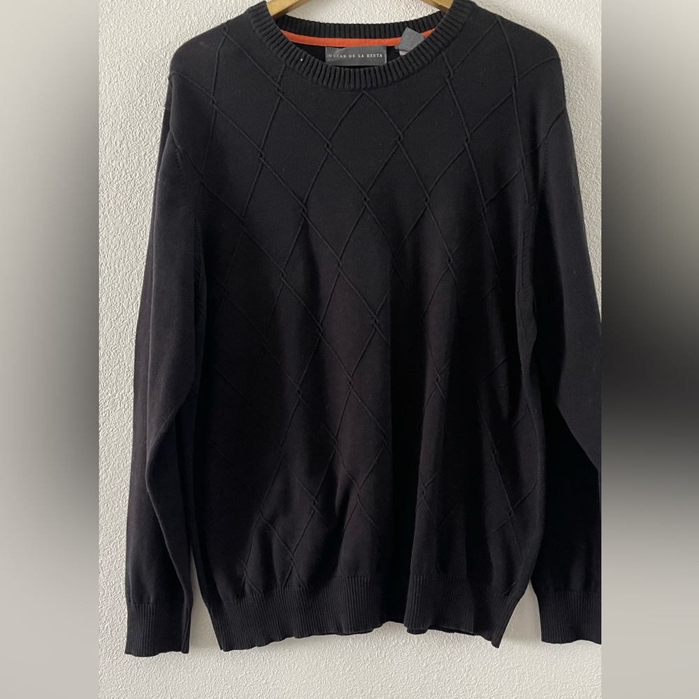 Oscar de la Renta Black Crewneck Knit Sweater